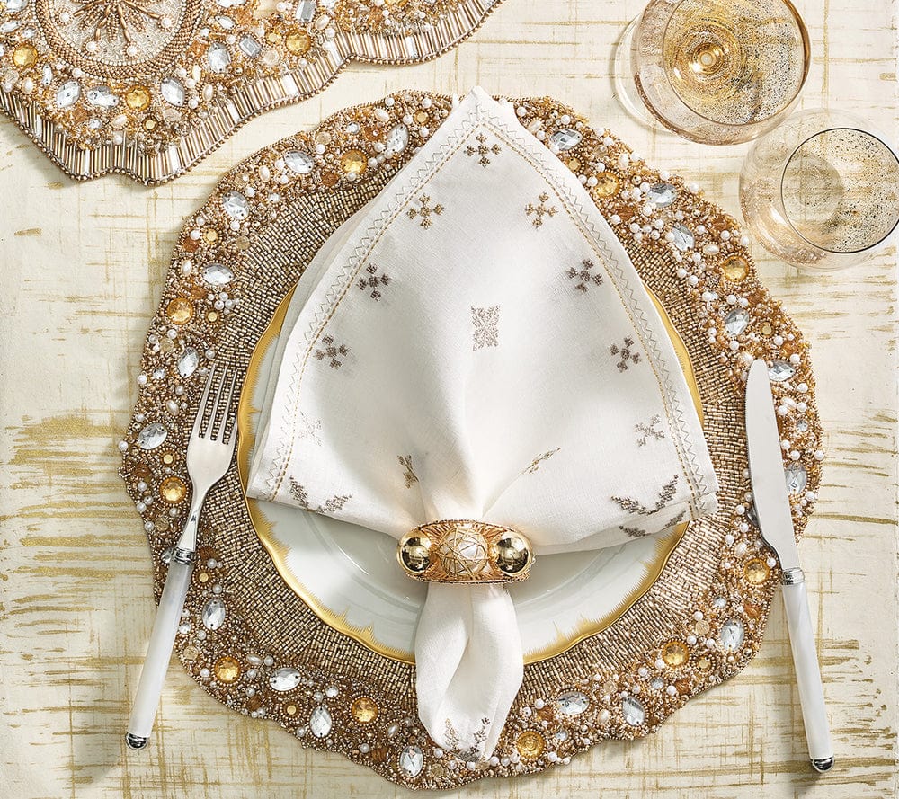 Kim Seybert Kim Seybert Ornate Table Runner - Champagne & Crystal RU2222075CHCR