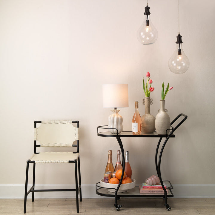 Jamie Young Jamie Young Asher Dining Chair - Off White Leather & Black Forged Iron 20ASHE-DCWH