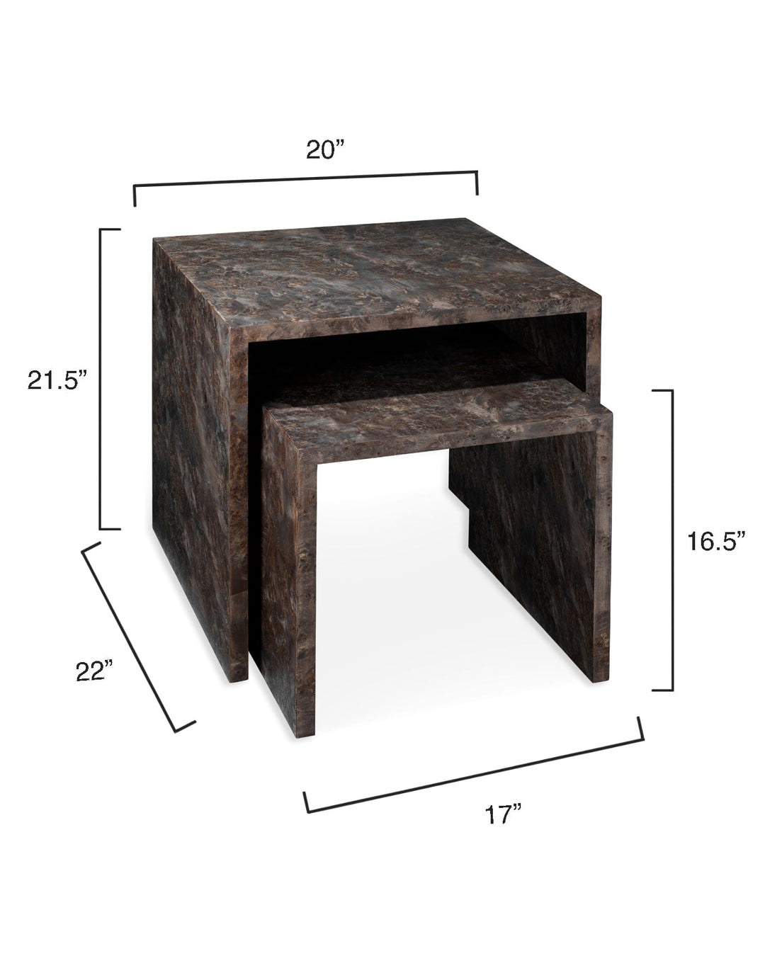 Jamie Young Jamie Young Bedford Nesting Tables (Set of 2) - Charcoal Burl Wood 20BEDF-NECH