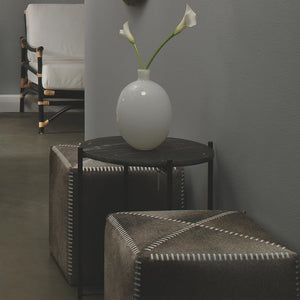 Jamie Young Jamie Young Domain Side Table in Black Textured Marble and Black Iron 20DOMA-STBK