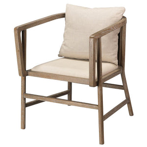 Jamie Young Jamie Young Grayson armchair in Gray Wood and Off White Linen 20GRAY-CHGR