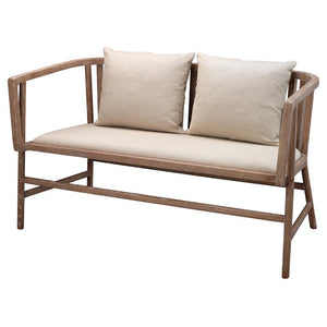 Jamie Young Jamie Young Grayson Settee in Off White Linen and Gray Washed Wood 20GRAY-SEWNA