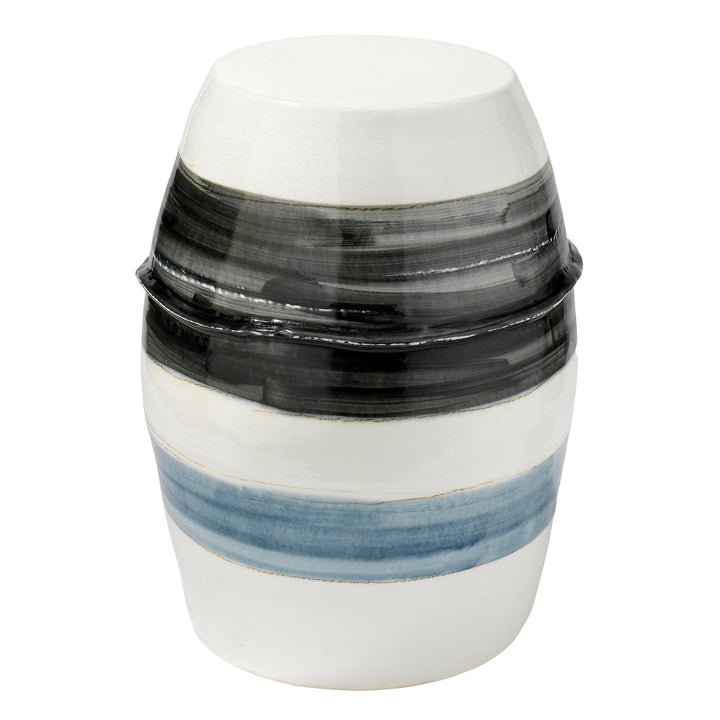 Jamie Young Horizon Striped Side Table Grey, Black & White Ceramic