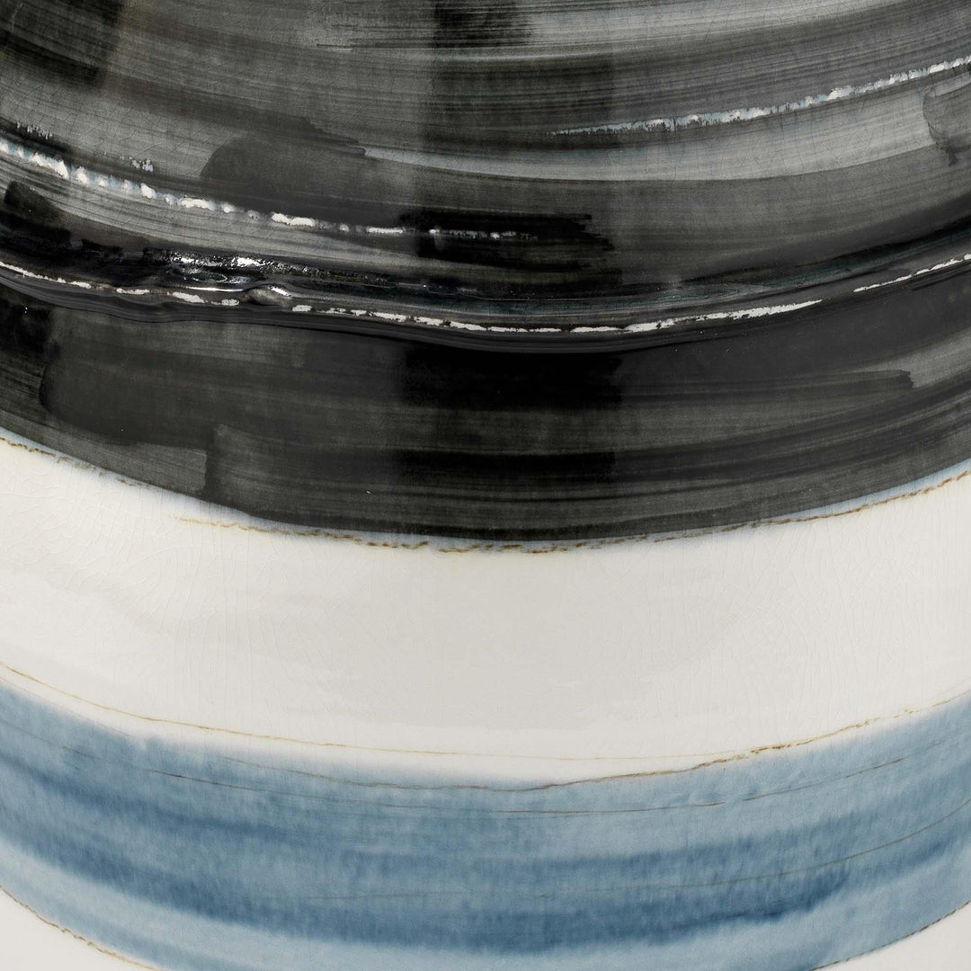 Jamie Young Horizon Striped Side Table Grey, Black & White Ceramic