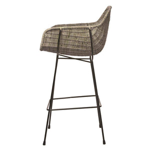 Jamie Young Jamie Young Nusa Bar Stool in Natural Rattan and Black Steel 20NUSA-BSNA