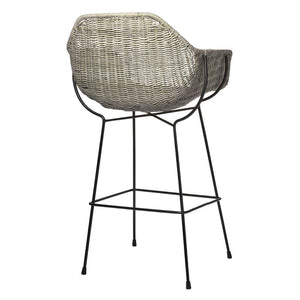 Jamie Young Jamie Young Nusa Bar Stool in Natural Rattan and Black Steel 20NUSA-BSNA