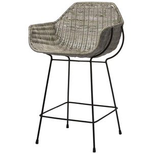 Jamie Young Jamie Young Nusa Counter Stool in Natural Rattan and Black Steel 20NUSA-CSNA