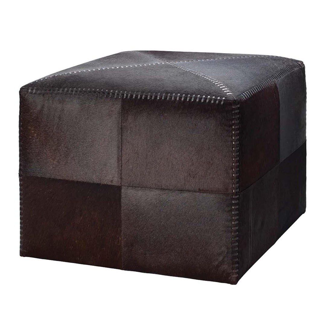 Jamie Young Ottoman - Espresso Hide with Dark Brown Stitching - Available in 2 Sizes