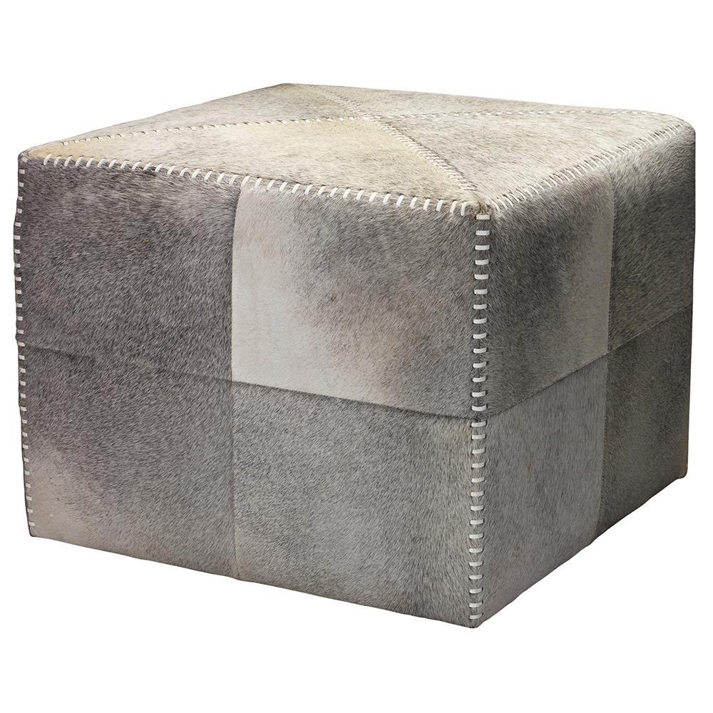 Jamie Young Jamie Young Large Ottoman in Gray Hide 20OTTO-LGGR