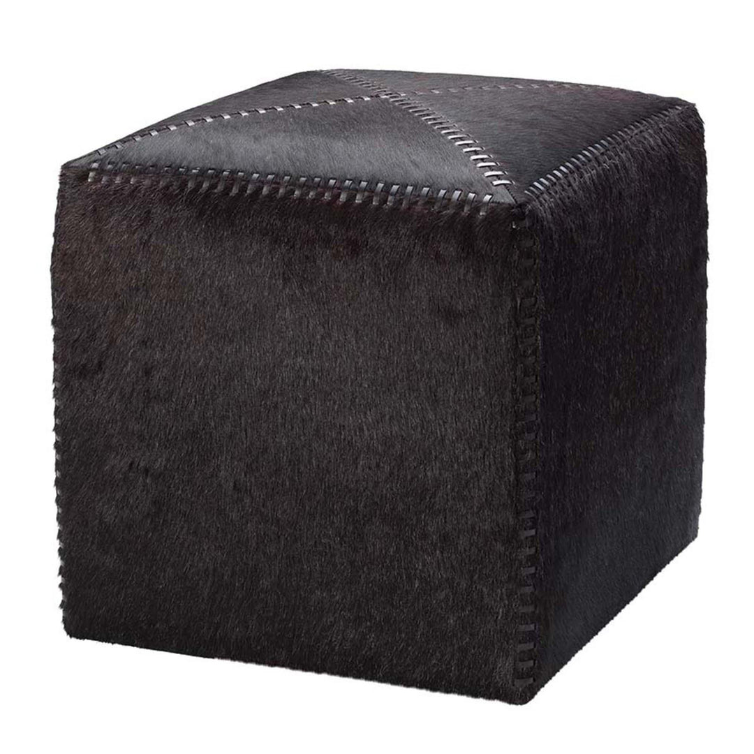 Jamie Young Ottoman - Espresso Hide with Dark Brown Stitching - Available in 2 Sizes