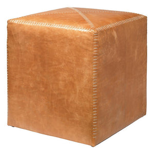 Jamie Young Jamie Young Small Ottoman in Buff Leather 20OTTO-SMLE