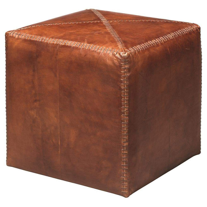 Jamie Young Jamie Young Small Ottoman in Tobacco Leather 20OTTO-SMTO