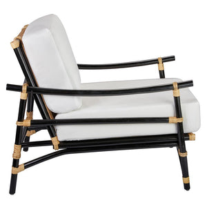 Jamie Young Jamie Young Xanadu Lounge Chair in Black and Cream Rattan 20XANA-CHBK