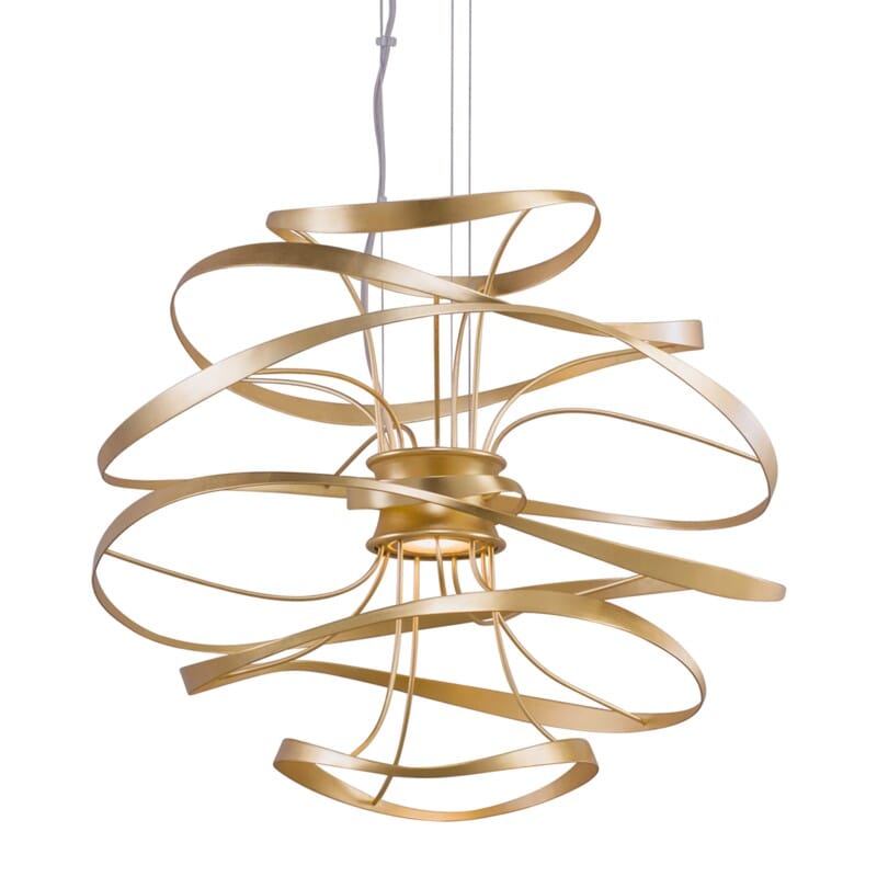 Corbett Corbett Calligraphy 2 Light Pendant - Available in 2 Colors & 4 Sizes Gold Leaf W Polished Stainless / 24" Height 216-42