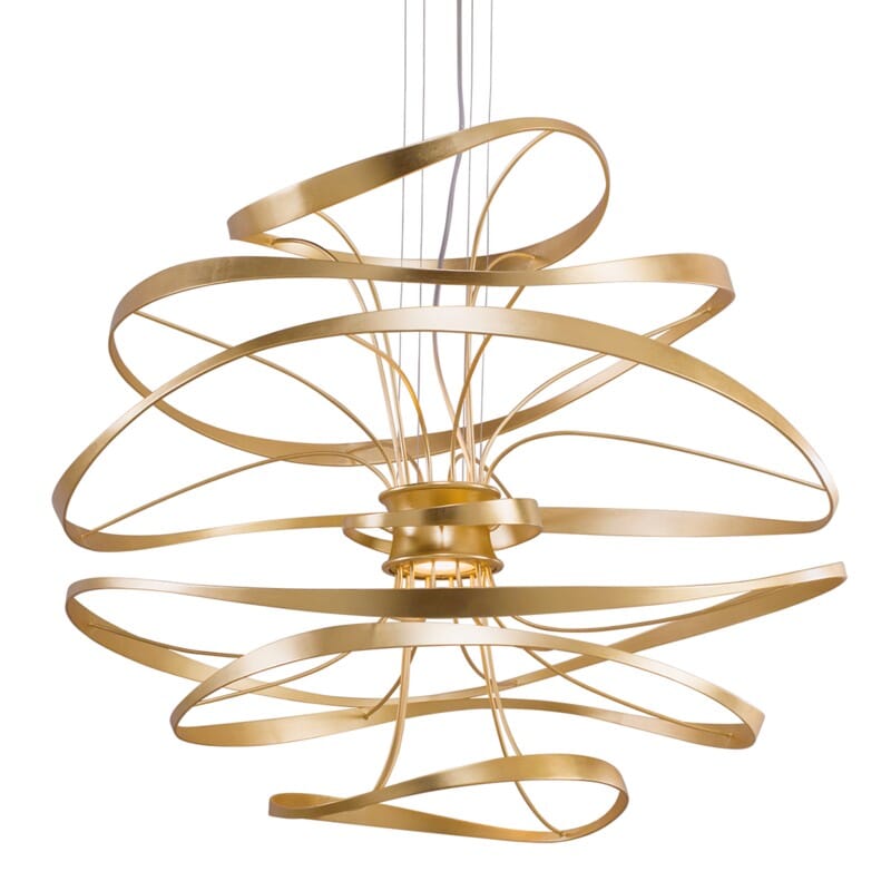 Corbett Corbett Calligraphy 2 Light Pendant - Available in 2 Colors & 4 Sizes Gold Leaf W Polished Stainless / 38.5" Height 216-44