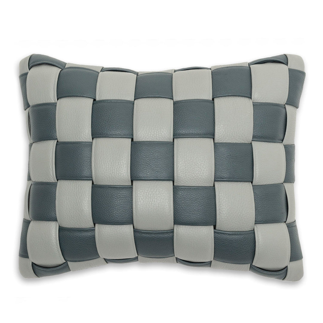 Koff Koff Medium Woven Leather Accent Pillow - Charcoal & Dove KOFF-MEDIUM-CHARCOAL / DO
