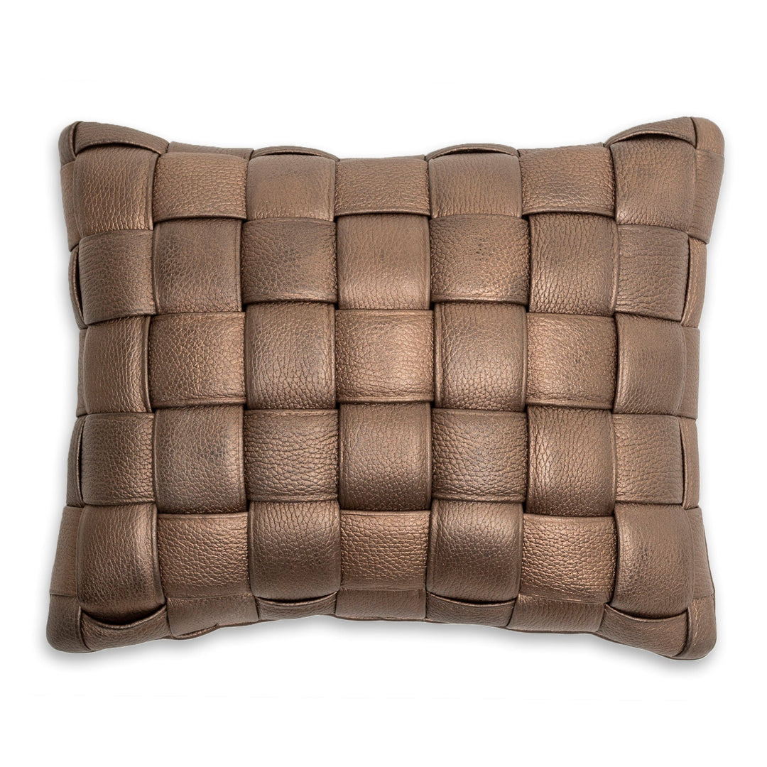 Koff Koff Medium Woven Leather Accent Pillow - Bronze KOFF-MEDIUM-BRONZE