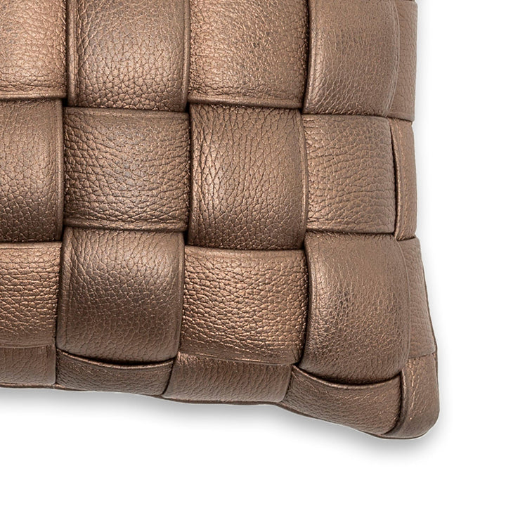 Koff Koff Medium Woven Leather Accent Pillow - Bronze KOFF-MEDIUM-BRONZE