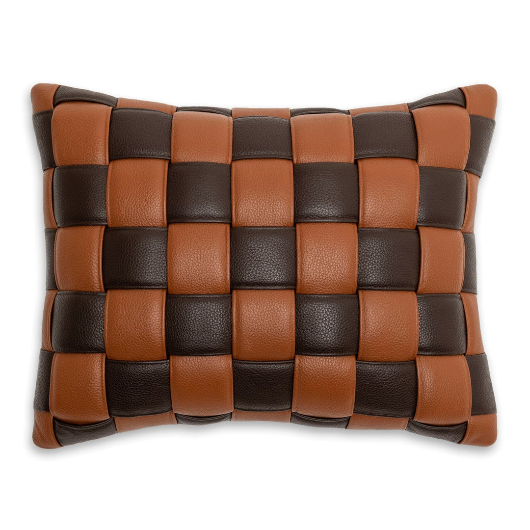 Koff Koff Medium Woven Leather Accent Pillow - Cinnamon & Tobacco KOFF-MEDIUM-CINNAMON / TO