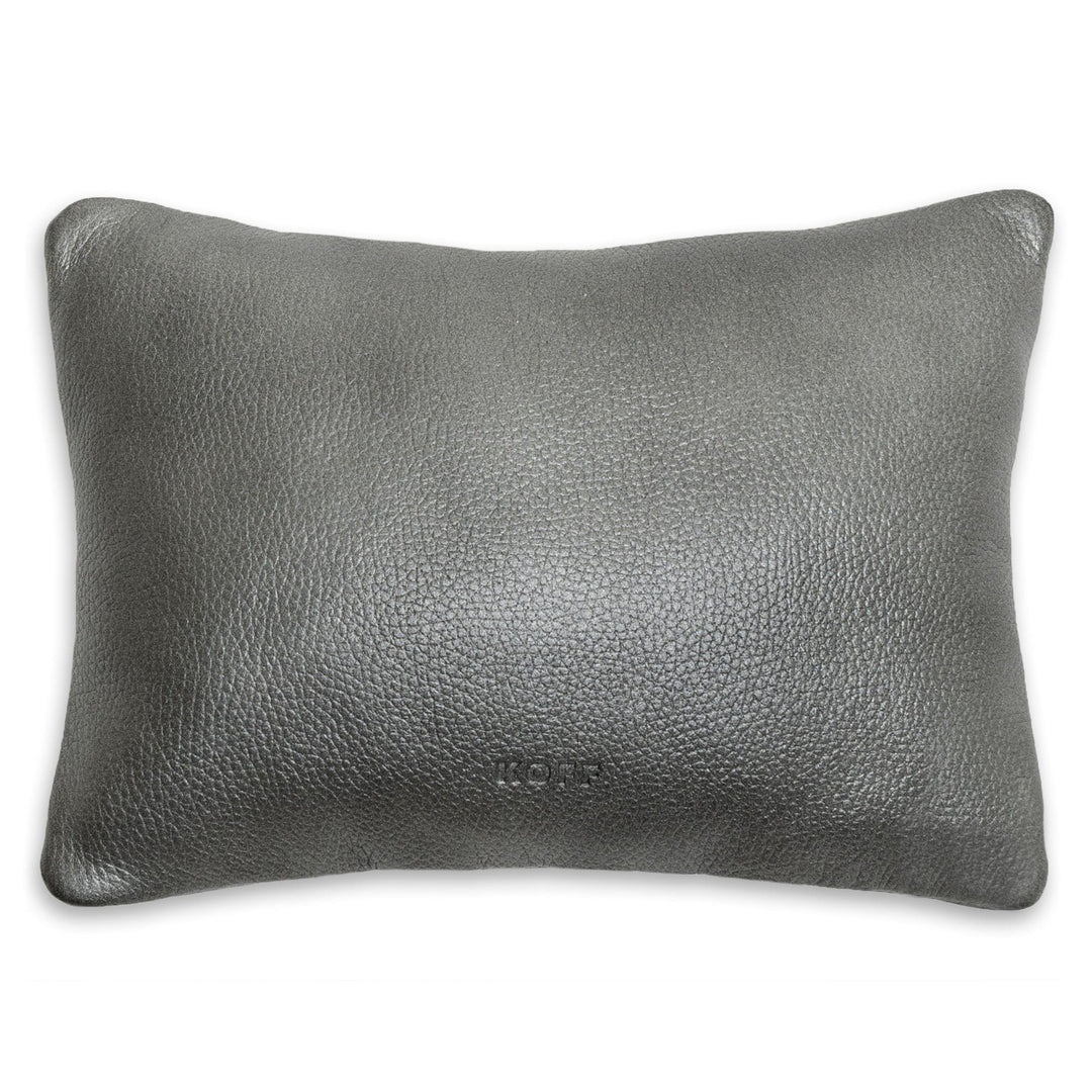 Koff Koff Mini Woven Leather Accent Pillow - Gunmetal KOFF-MINI-GUNMETAL