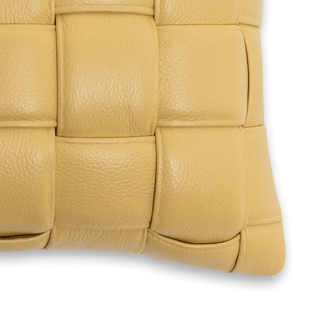 Koff Koff Mini Woven Leather Accent Pillow - Butter KOFF-MINI-BUTTER