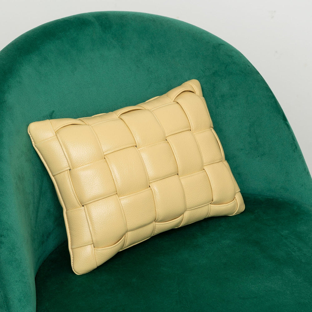 Koff Koff Mini Woven Leather Accent Pillow - Butter KOFF-MINI-BUTTER