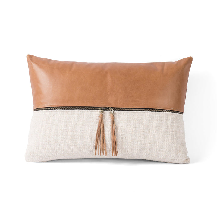 Leather & Linen Pillow - Butterscotch - 16x24