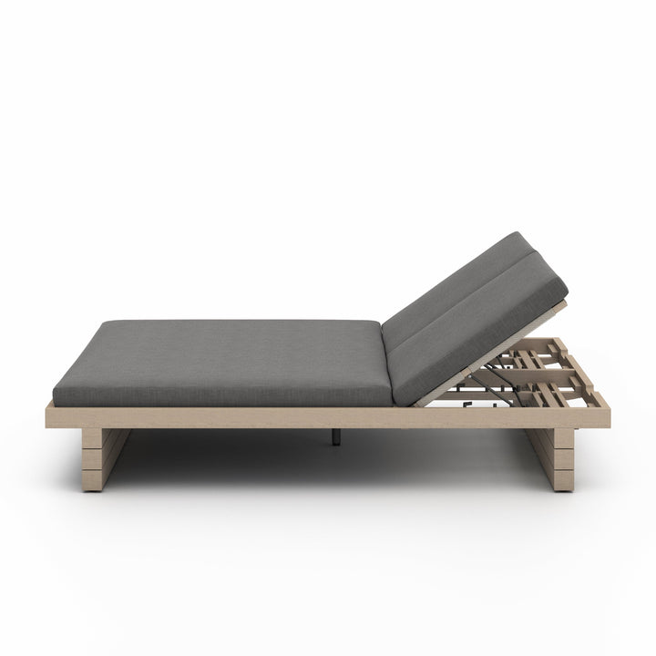 Leighton Outdoor Double Chaise - Charcoal Cover with Washed Brown Base