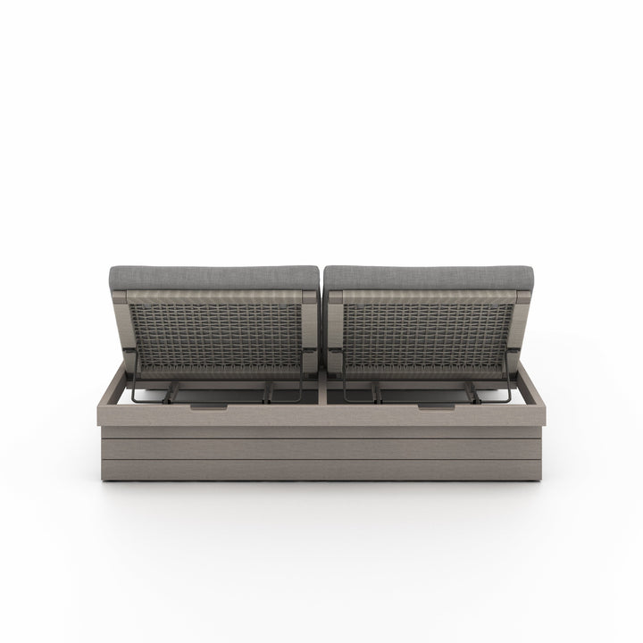 Leighton Outdoor Double Chaise - Charcoal with Weathered Grey Base