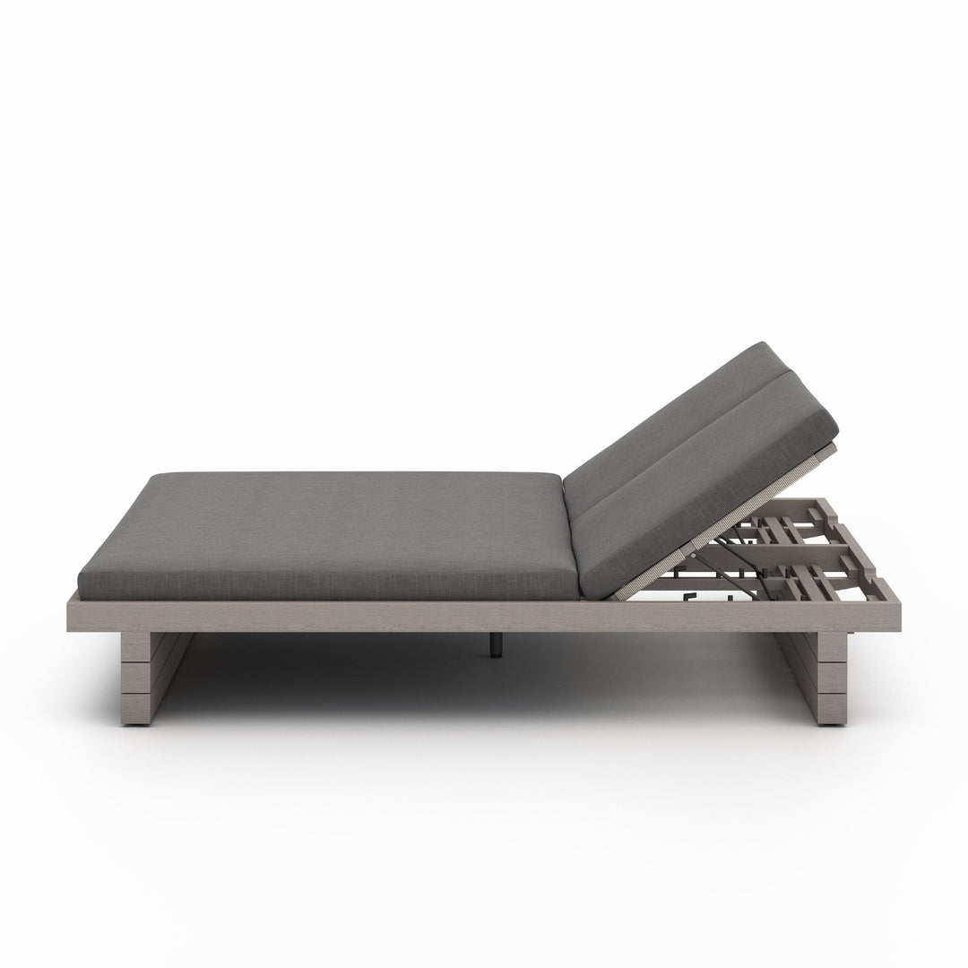 Leighton Outdoor Double Chaise - Charcoal with Weathered Grey Base