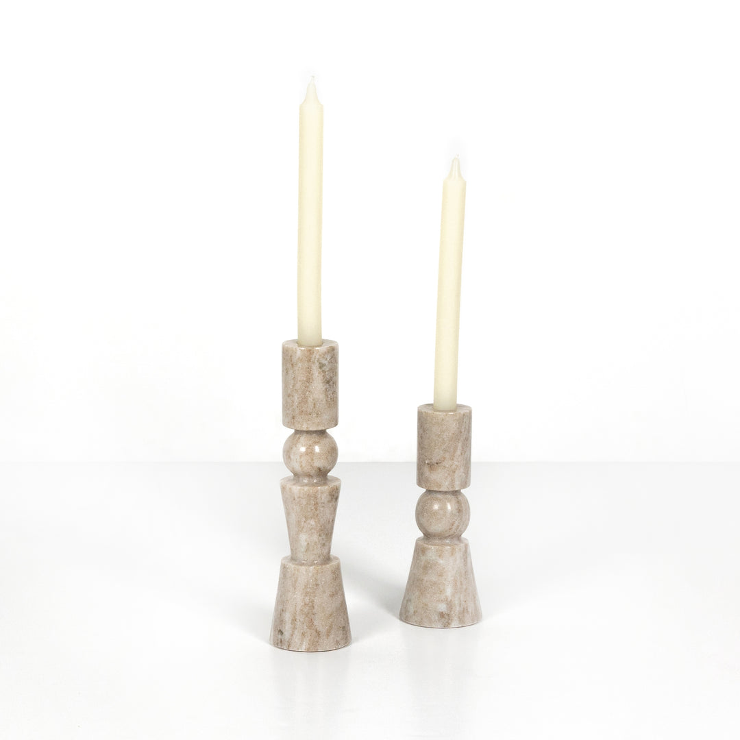 Rufus Taper Candlesticks - Set of 2 - Taupe