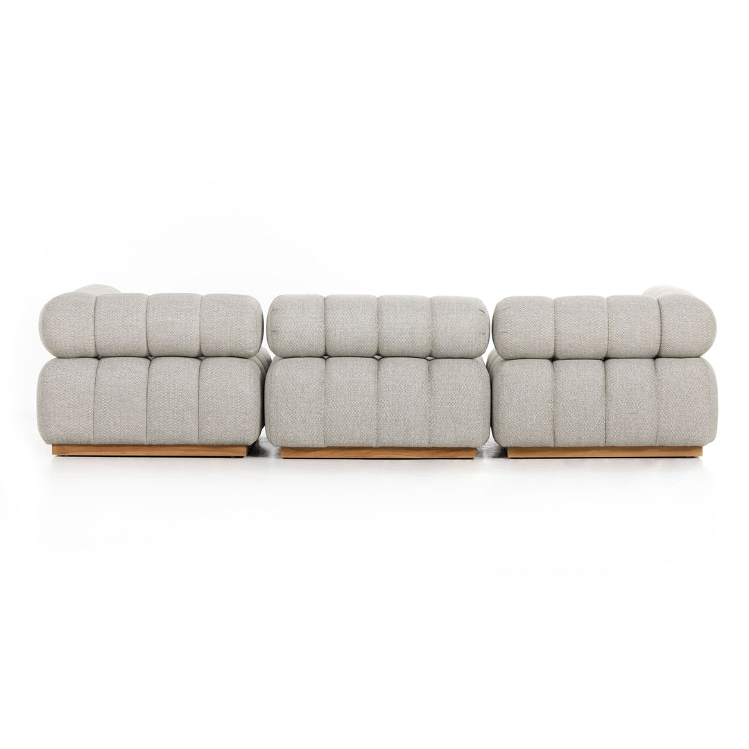 Rueben Outdoor 3 Piece Sectional With Ottoman - Ash