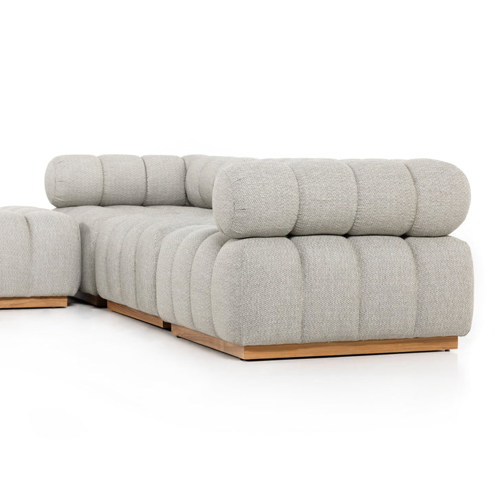 Rueben Outdoor 3 Piece Sectional With Ottoman - Ash