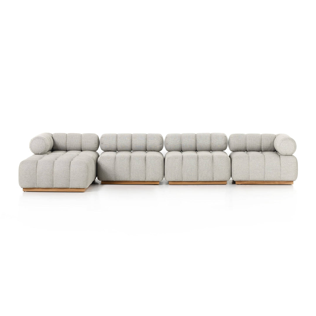Rueben Outdoor 4 Piece Sectional With Ottoman - Ash