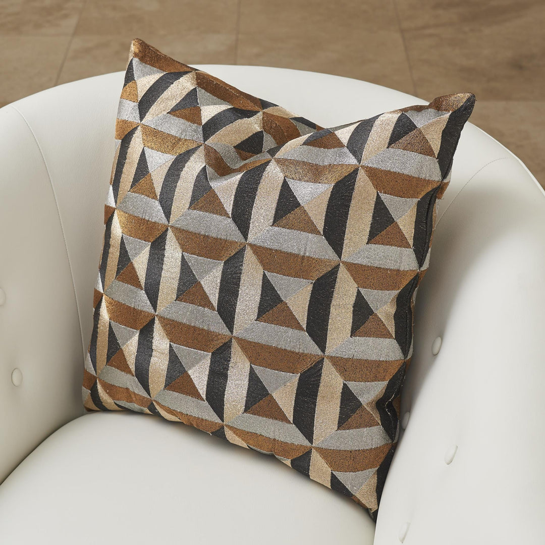 Global Views Global Views Triangle Marquetry Pillow - Brown 9.93199