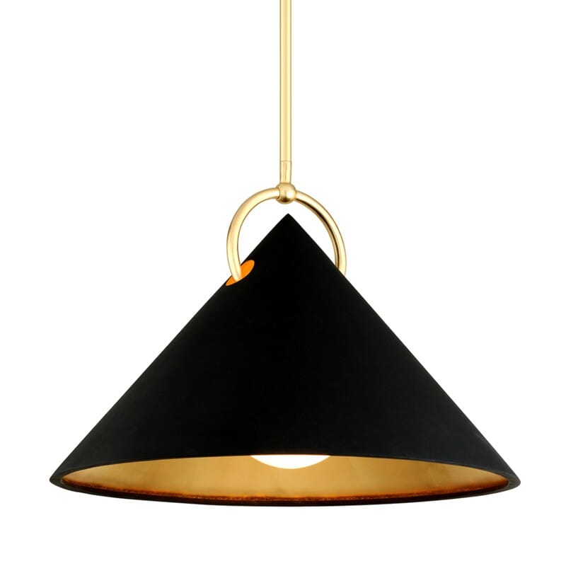 Corbett Corbett Charm 1 Light Pendant - Available in 2 Colors & 3 Sizes Black/Gold Leaf / 21" Height 289-42