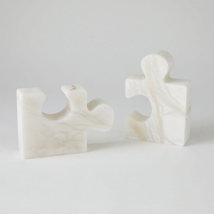 Global Views S/2 Jigsaw Bookends - White