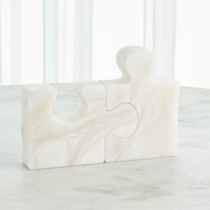 Global Views S/2 Jigsaw Bookends - White