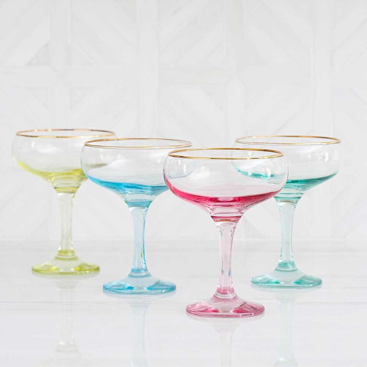 Vietri Vietri Rainbow Turquoise Coupe Champagne Glass VBOW-T52151