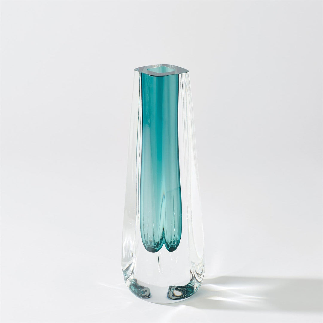 Global Views Global Views Square Cut Glass Vase - Azure 6.60492