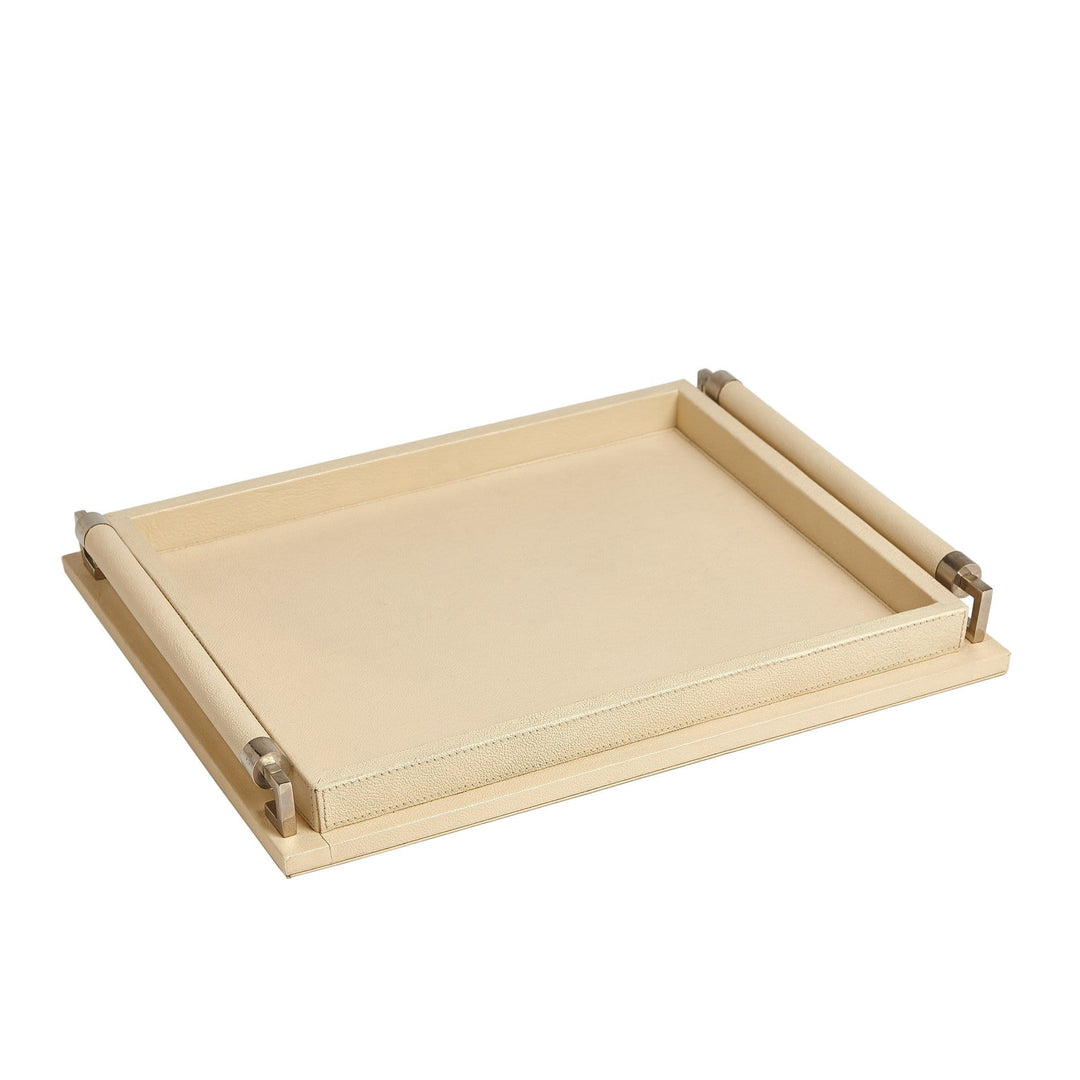 Global Views Global Views Wrapped Handle Tray Small - Ivory 9.91377
