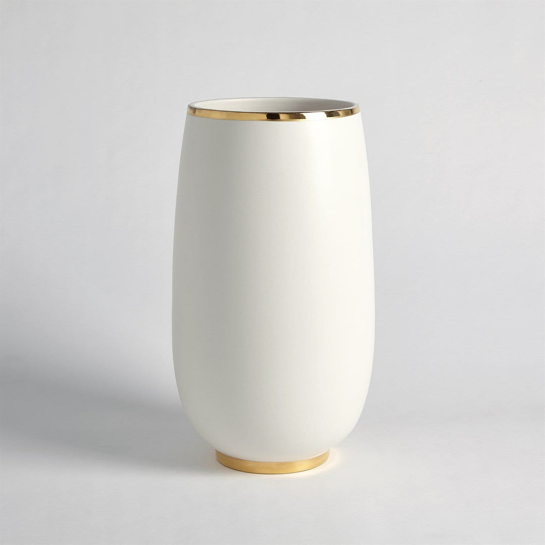 Global Views Global Views Gold Rim Bulb Vase - Large - White 1.10761