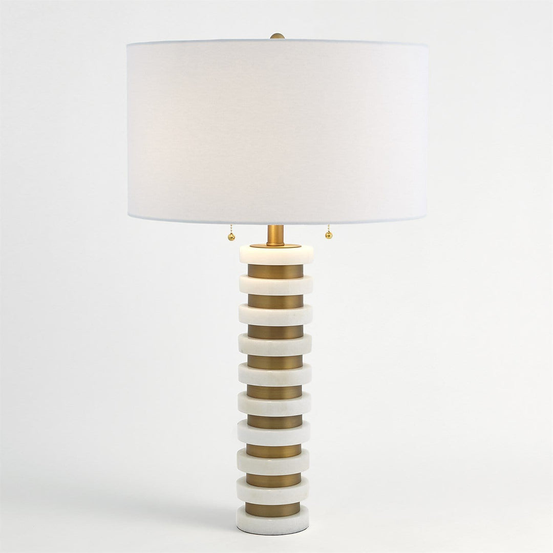 Global Views Global Views Marble Stack Lamp - White, Brass 8.82882
