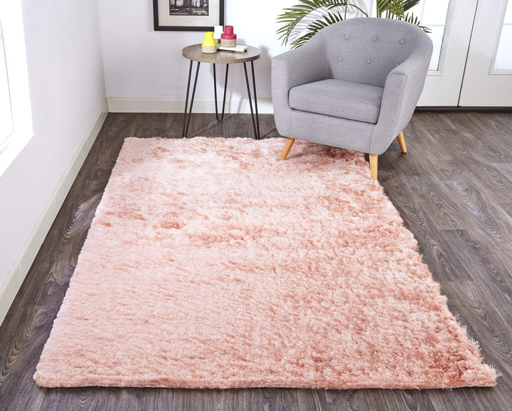 Feizy Feizy Indochine Plush Shag Rug - Available in 8 Sizes - Metallic Sheen Salmon Pink