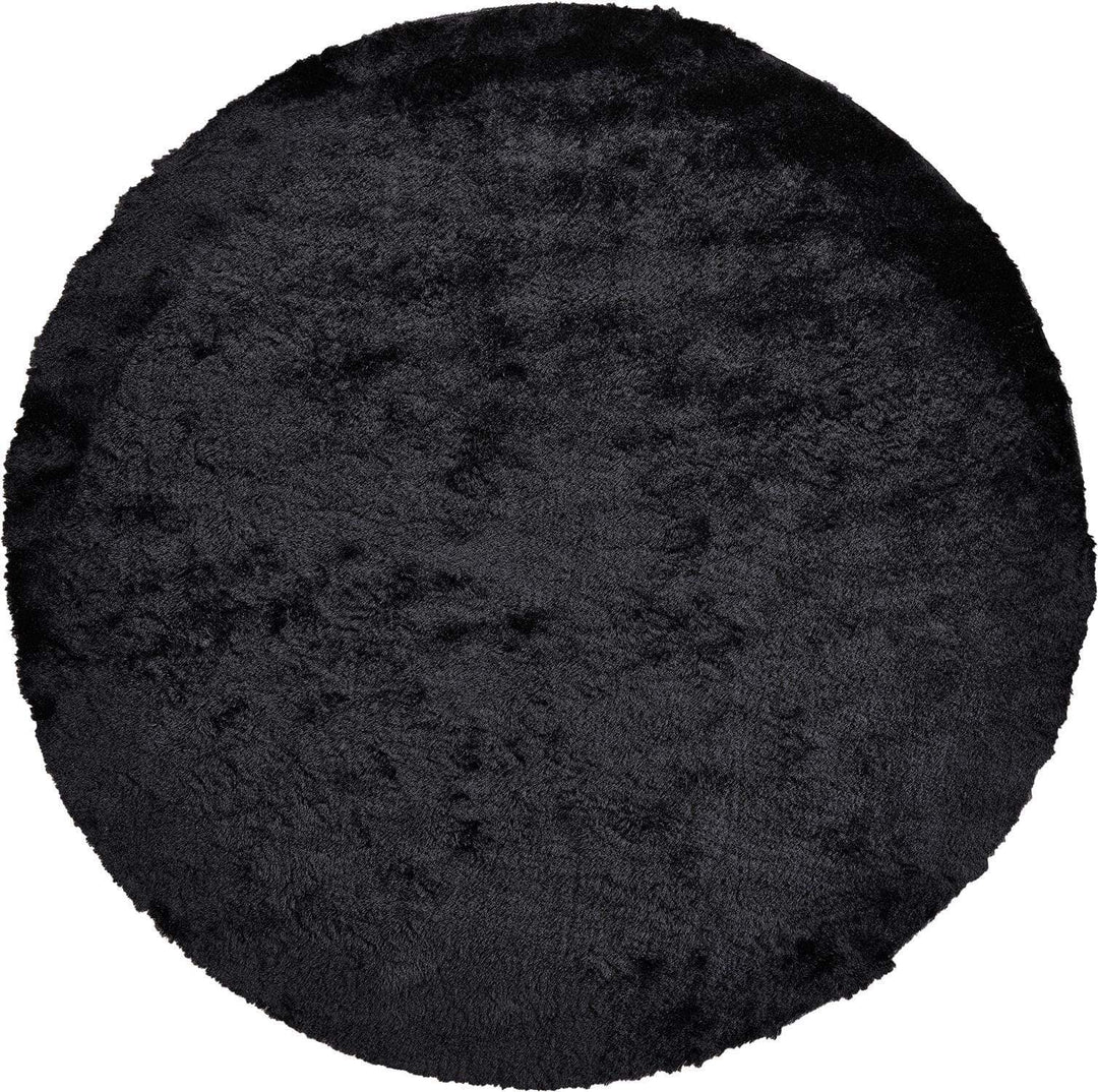 Feizy Feizy Indochine Plush Shag Rug - Available in 7 Sizes - Metallic Sheen Noir Black 8' x 8' Round 4944550FBLK000N80