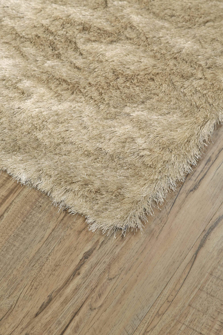 Feizy Feizy Indochine Plush Shag Rug - Available in 7 Sizes - Metallic Sheen Cream & Beige