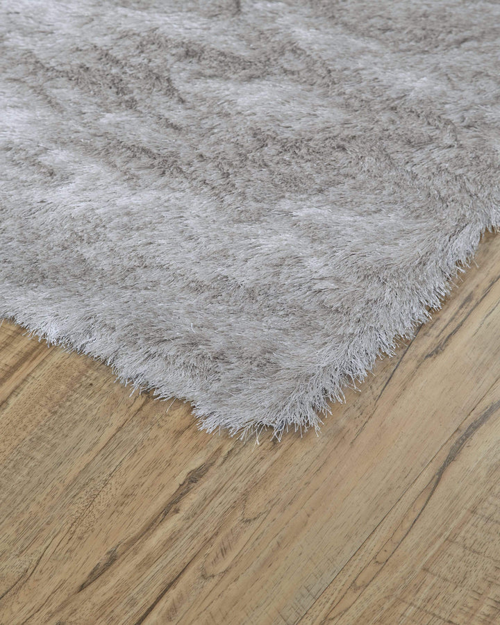 Feizy Feizy Indochine Plush Shag Rug - Available in 7 Sizes - Metallic Sheen Platinum & Gray