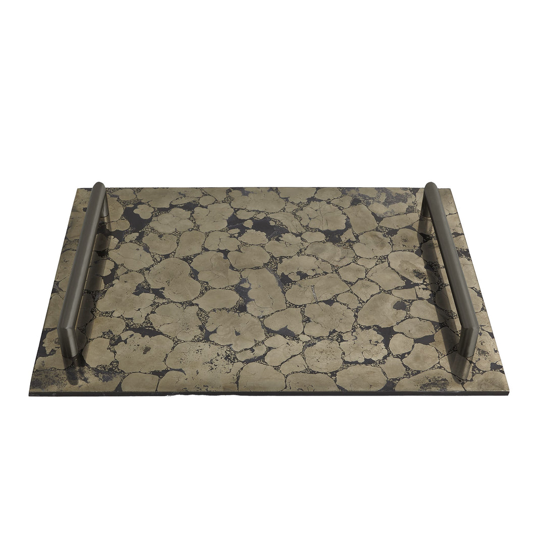 Global Views Pyrite Tray with Bronze Handles