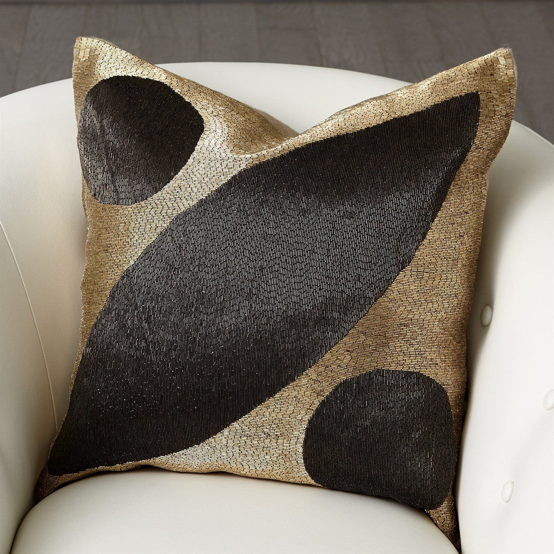 Global Views Global Views Seed Beaded Pillow in Gold and Black NW7.90015