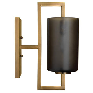 Jamie Young Jamie Young Blueprint Sconce in Antique Brass Metal and Gray Glass 4BLUE-SCABGR